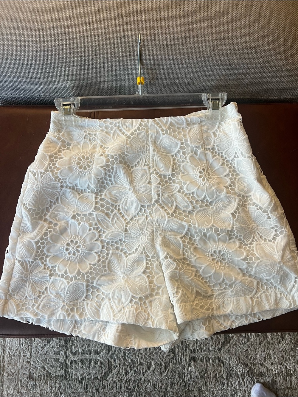 Current Air White Floral Guipure Lace High-Waist Shorts
